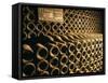 Close-up of Wine Bottles in a Cellar of Bollinger, Ay, Champagne, France-null-Framed Stretched Canvas