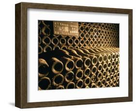 Close-up of Wine Bottles in a Cellar of Bollinger, Ay, Champagne, France-null-Framed Photographic Print