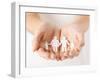 Close Up of Womans Cupped Hands Showing Paper Man Family-dolgachov-Framed Photographic Print