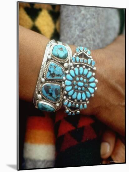 Close Up of Wrist Modeling Turquoise Bracelets Made by Native Americans-Michael Mauney-Mounted Photographic Print