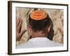 Close Up of Young Man with Bright Yarmulka Praying at Western Wall, Old City, Jerusalem, Israel-Eitan Simanor-Framed Photographic Print