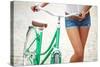 Close-Up of Young Woman with Bicycle-pressmaster-Stretched Canvas