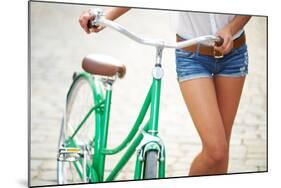 Close-Up of Young Woman with Bicycle-pressmaster-Mounted Photographic Print