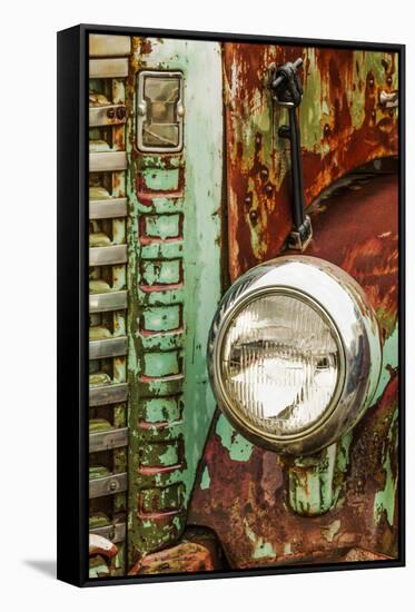 Close-up on headlight of old truck, Palouse region of Eastern Washington State.-Adam Jones-Framed Stretched Canvas