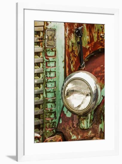 Close-up on headlight of old truck, Palouse region of Eastern Washington State.-Adam Jones-Framed Photographic Print