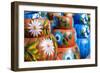 Close up on Sets of Colorful Hand Painted Mexican Ceramic Pots-Ana Iacob-Framed Photographic Print