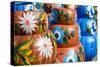 Close up on Sets of Colorful Hand Painted Mexican Ceramic Pots-Ana Iacob-Stretched Canvas