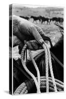 Close Up on Weather Beaten Hand of Whistle Mills Ranch Foreman Holding Rope-John Loengard-Stretched Canvas