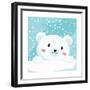 Close Up Picture of a Cute Polar Bear Hold on to the Ice in Snow Day-anitnov-Framed Premium Giclee Print