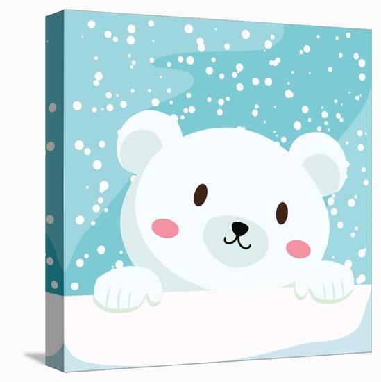 Close Up Picture of a Cute Polar Bear Hold on to the Ice in Snow Day-anitnov-Stretched Canvas