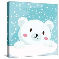 Close Up Picture of a Cute Polar Bear Hold on to the Ice in Snow Day-anitnov-Stretched Canvas