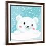 Close Up Picture of a Cute Polar Bear Hold on to the Ice in Snow Day-anitnov-Framed Art Print