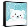 Close Up Picture of a Cute Polar Bear Hold on to the Ice in Snow Day-anitnov-Framed Stretched Canvas