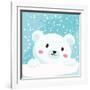 Close Up Picture of a Cute Polar Bear Hold on to the Ice in Snow Day-anitnov-Framed Art Print