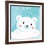 Close Up Picture of a Cute Polar Bear Hold on to the Ice in Snow Day-anitnov-Framed Art Print