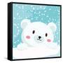 Close Up Picture of a Cute Polar Bear Hold on to the Ice in Snow Day-anitnov-Framed Stretched Canvas