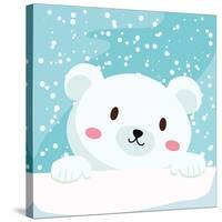 Close Up Picture of a Cute Polar Bear Hold on to the Ice in Snow Day-anitnov-Stretched Canvas