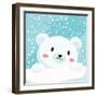 Close Up Picture of a Cute Polar Bear Hold on to the Ice in Snow Day-anitnov-Framed Art Print