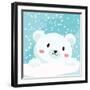 Close Up Picture of a Cute Polar Bear Hold on to the Ice in Snow Day-anitnov-Framed Art Print