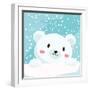 Close Up Picture of a Cute Polar Bear Hold on to the Ice in Snow Day-anitnov-Framed Art Print