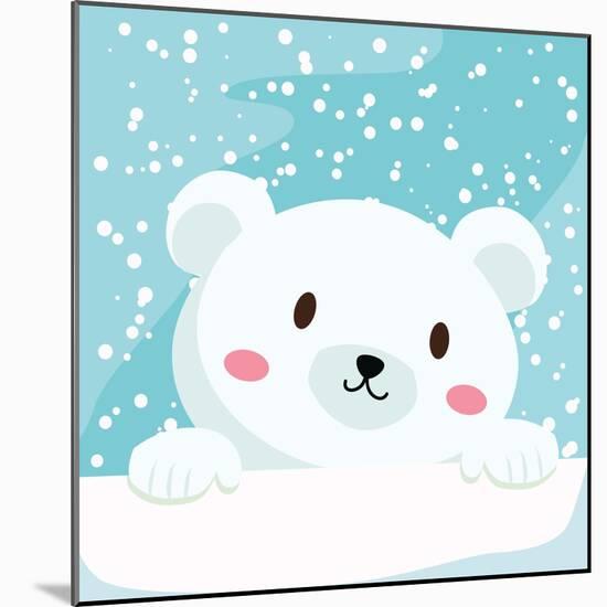 Close Up Picture of a Cute Polar Bear Hold on to the Ice in Snow Day-anitnov-Mounted Art Print