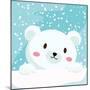 Close Up Picture of a Cute Polar Bear Hold on to the Ice in Snow Day-anitnov-Mounted Art Print