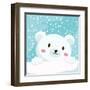 Close Up Picture of a Cute Polar Bear Hold on to the Ice in Snow Day-anitnov-Framed Art Print