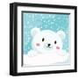 Close Up Picture of a Cute Polar Bear Hold on to the Ice in Snow Day-anitnov-Framed Art Print