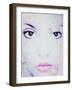 Close-Up Portrait of a Womand with Big Dark Eyes with Floral Ornaments in Monotone High Key-Alaya Gadeh-Framed Photographic Print