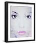 Close-Up Portrait of a Womand with Big Dark Eyes with Floral Ornaments in Monotone High Key-Alaya Gadeh-Framed Photographic Print