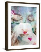 Close-Up Portrait of a Womans Face with Closed Eyes with White Orchid and Texture-Alaya Gadeh-Framed Premium Photographic Print
