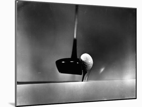 Close Up Shot of Driver Club Head Impacting Ball on Tee-Gjon Mili-Mounted Photographic Print