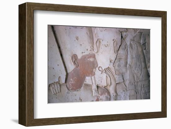 Close-Up Showing the Ankh, Symbol of Life, Being Offered to Sethos I, New Kingdom-Walter Rawlings-Framed Photographic Print