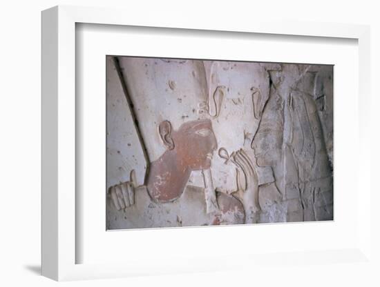 Close-Up Showing the Ankh, Symbol of Life, Being Offered to Sethos I, New Kingdom-Walter Rawlings-Framed Photographic Print