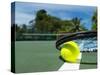 Close up View of Tennis Racket and Balls on the Clay Tennis Court-oleggawriloff-Stretched Canvas