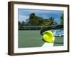 Close up View of Tennis Racket and Balls on the Clay Tennis Court-oleggawriloff-Framed Photographic Print