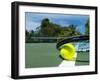 Close up View of Tennis Racket and Balls on the Clay Tennis Court-oleggawriloff-Framed Photographic Print