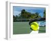 Close up View of Tennis Racket and Balls on the Clay Tennis Court-oleggawriloff-Framed Photographic Print