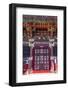 Close-up view of the colorful door and roof of a temple.-Sheila Haddad-Framed Photographic Print