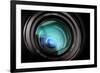 Close-Up View on Black Video Camera Lens-Kokhanchikov-Framed Photographic Print