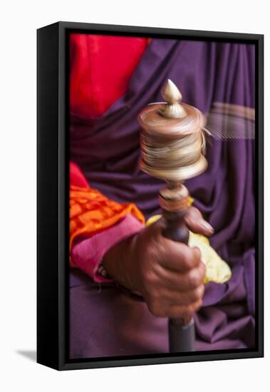 Close Up with a Buddhist and a Hand-Held Prayer Wheel, Bhutan-Gavriel Jecan-Framed Stretched Canvas