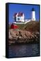 Close View of the Cape Neddick Lighthouse-George Oze-Framed Stretched Canvas