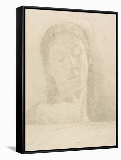 Closed Eyes, 1890-Odilon Redon-Framed Stretched Canvas