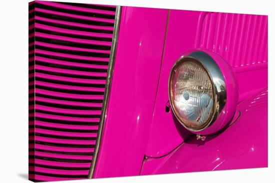 Closeup Detail of the Headlight of an Antique Car Painted Pink-ccaetano-Stretched Canvas