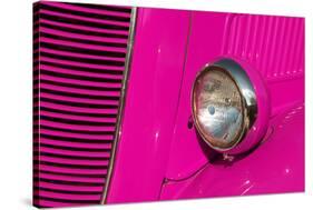 Closeup Detail of the Headlight of an Antique Car Painted Pink-ccaetano-Stretched Canvas