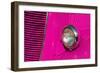 Closeup Detail of the Headlight of an Antique Car Painted Pink-ccaetano-Framed Photographic Print