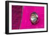 Closeup Detail of the Headlight of an Antique Car Painted Pink-ccaetano-Framed Photographic Print