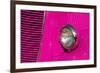 Closeup Detail of the Headlight of an Antique Car Painted Pink-ccaetano-Framed Photographic Print