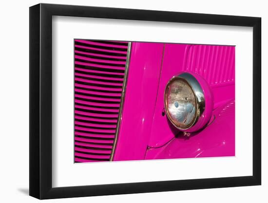 Closeup Detail of the Headlight of an Antique Car Painted Pink-ccaetano-Framed Photographic Print