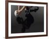 Closeup Low Section and Reflection of a Rugby Player Kneeling on One Knee with Ball-Nosnibor137-Framed Photographic Print